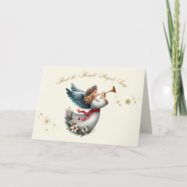 Angel med årt julkort helgkort (Framsida)