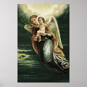 Ängel med babyen Jesus Poster