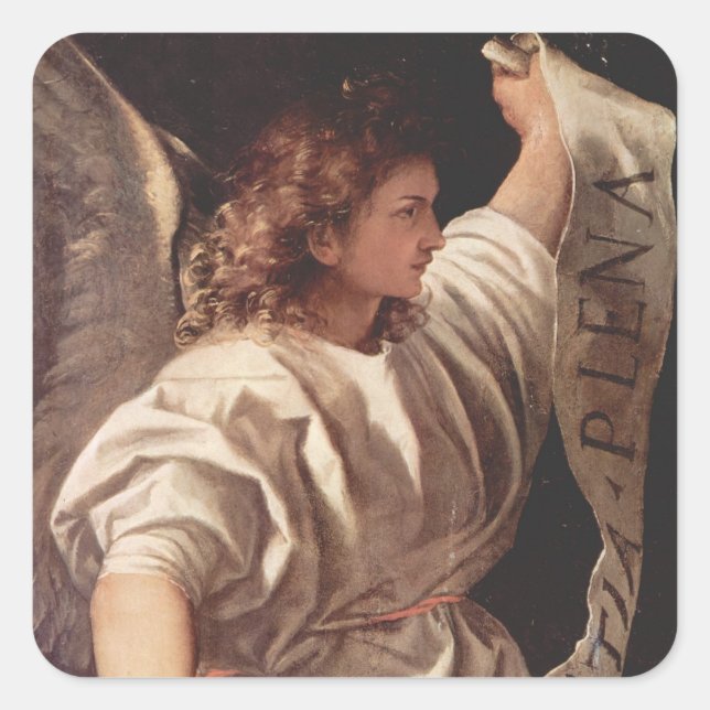 Angel med Banner 1522 Fyrkantigt Klistermärke (Framsida)