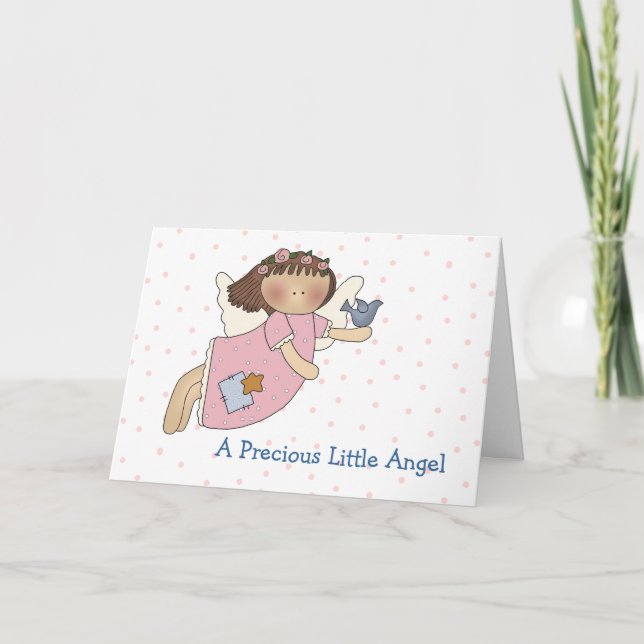 Angel med Bird Flicka Greeting Card Kort (Framsida)