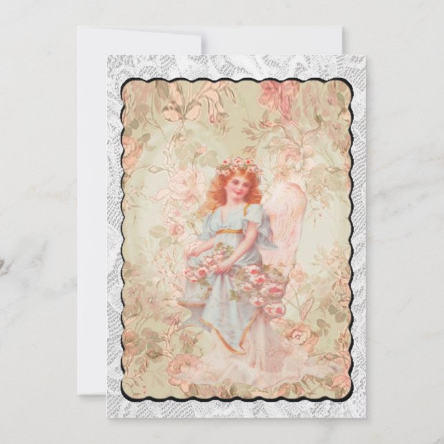 Ängel med blommor inbjudningar (Baksida)