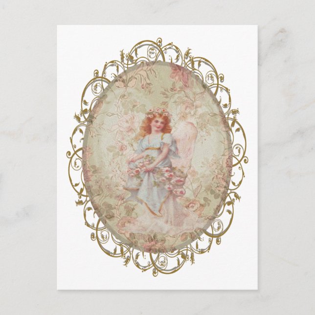 Angel med blommor vykort (Framsida)