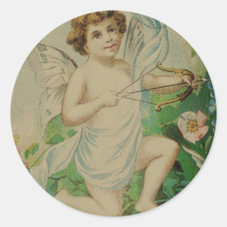Angel med Bow Sticker Runt Klistermärke
