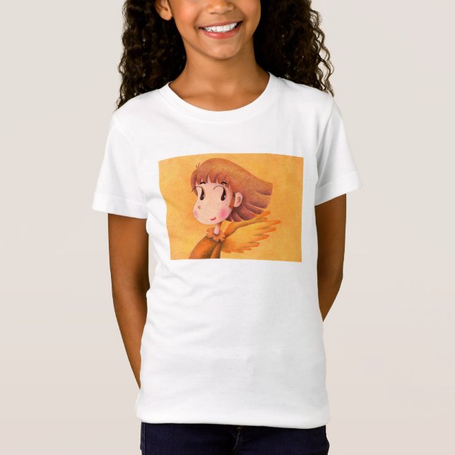 Ängel med brunt hår. t shirt (Framsida)