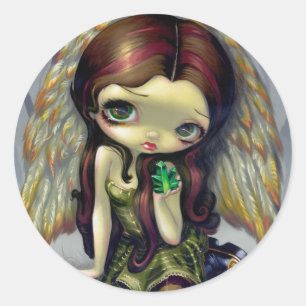 "Angel med Emeralds"-fästmärke Runt Klistermärke