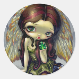 "Angel med Emeralds"-fästmärke Runt Klistermärke