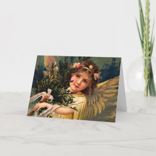 Angel med en arvfull jul Greenery Helgkort