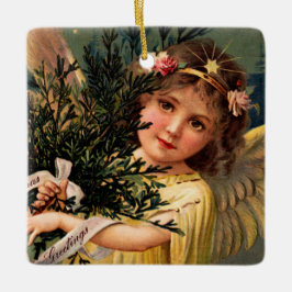 Angel med en arvfull jul Greenery Julgransprydnad Keramik