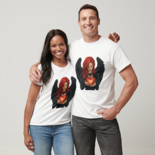 Angel med ett glansande hjärta t shirt