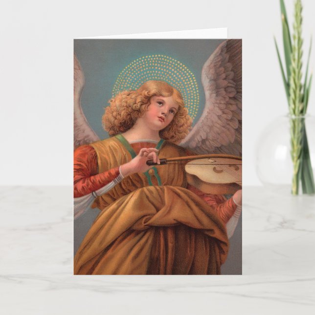 Angel med ett Violin Greeting Card Helgkort (Framsida)
