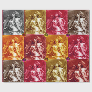 ANGEL MED FJÄDER,FÄRGGGEMSTONES Jul Presentpapper