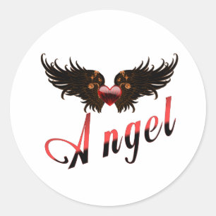 Angel - Med gel Vingar Design Runt Klistermärke