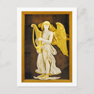 Angel med Golden Harp och Vingar Vykort