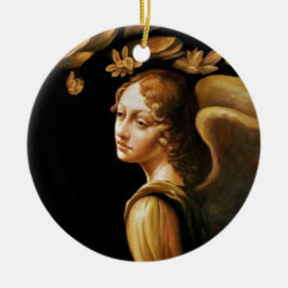 Angel med Golden Löv Julgransprydnad Keramik