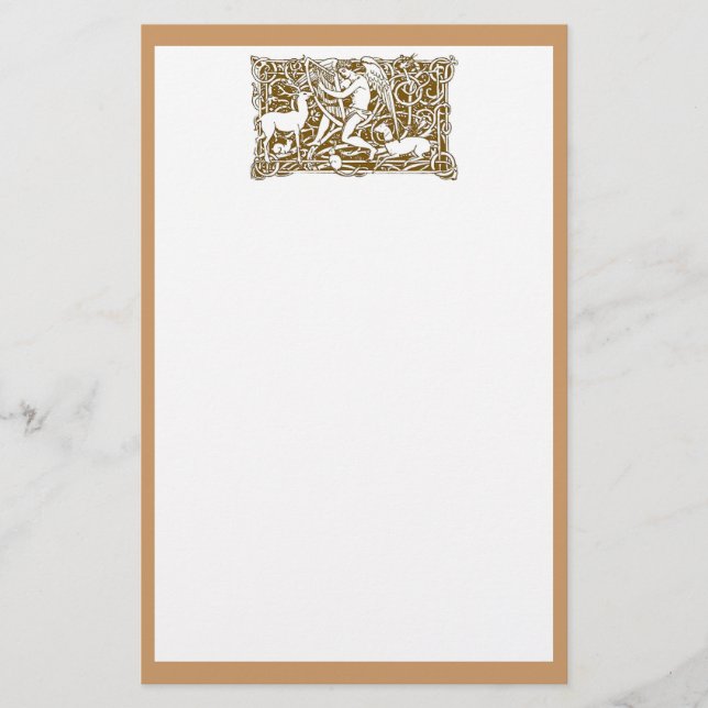 Angel med Harp Brevpapper (Framsida)