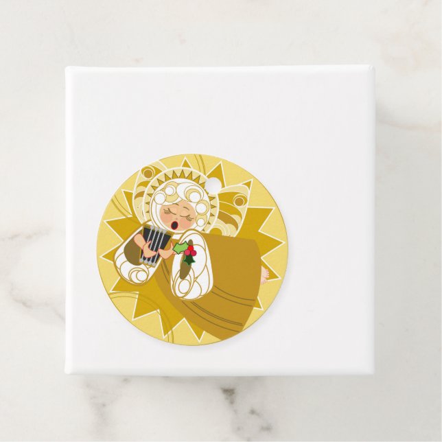 Angel med Harp Gift-Märkre Gåvor Etiketter (På plats)