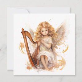 Angel med Harp-julkort Julkort
