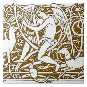 Angel med Harp Kakelplatta