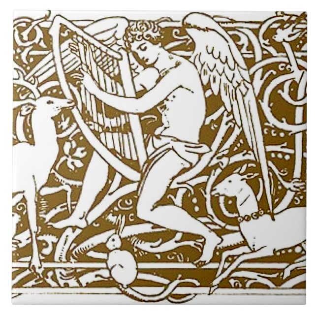 Angel med Harp Kakelplatta (Framsidan)