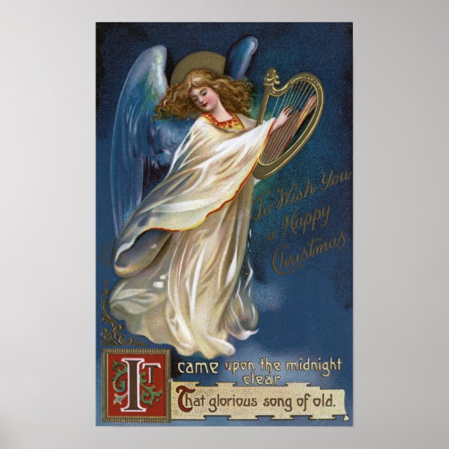Angel med Harp Poster (Framsidan)