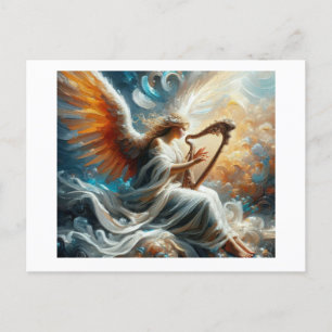 Angel med Harp Vykort