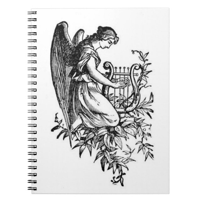 Ängel med harpan och floror anteckningsbok med spiral (Framsidan)