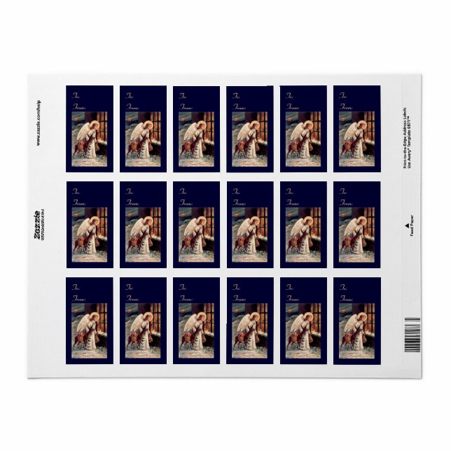 Angel med Hjort julklapp Märkre Stickers Adressetikett (Helt Ark)