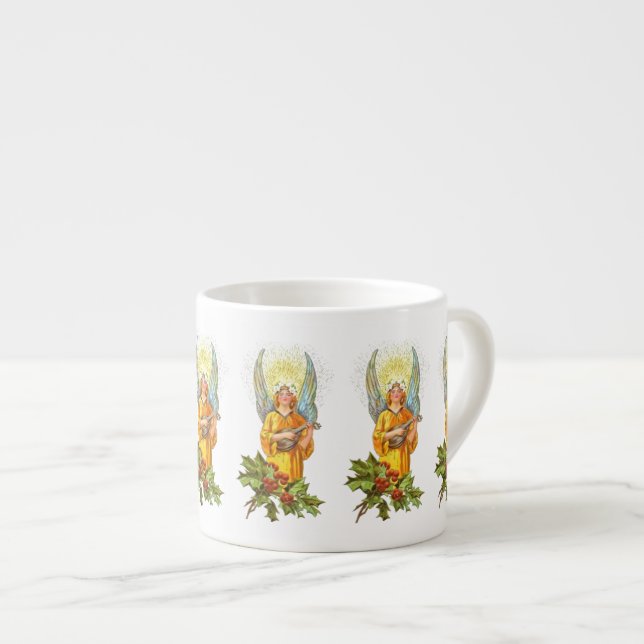 Ängel med holly och mandolin  espressomugg (Framsida höger)