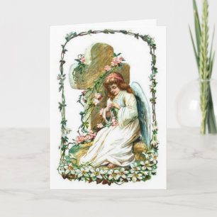Ängel med kor och blommor helgkort