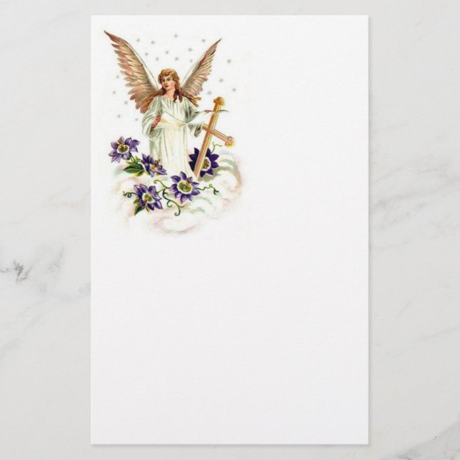 Angel med Kor och Clematis-blommor Brevpapper (Framsida)