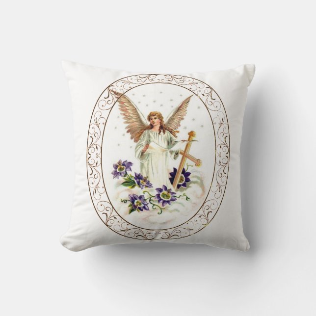 Angel med Kor och Clematis-blommor Kudde (Framsida)