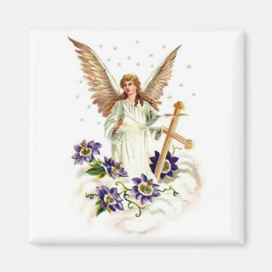 Angel med Kor och Clematis-blommor Magnet