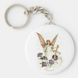 Angel med Kor och Clematis-blommor Nyckelring