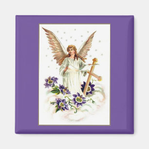 Angel med Kor och Clematis Flowers Magnet