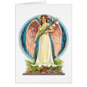 Angel med Lilly Flowers Hälsningskort