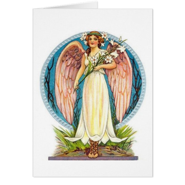 Angel med Lilly Flowers Hälsningskort (Framsidan)