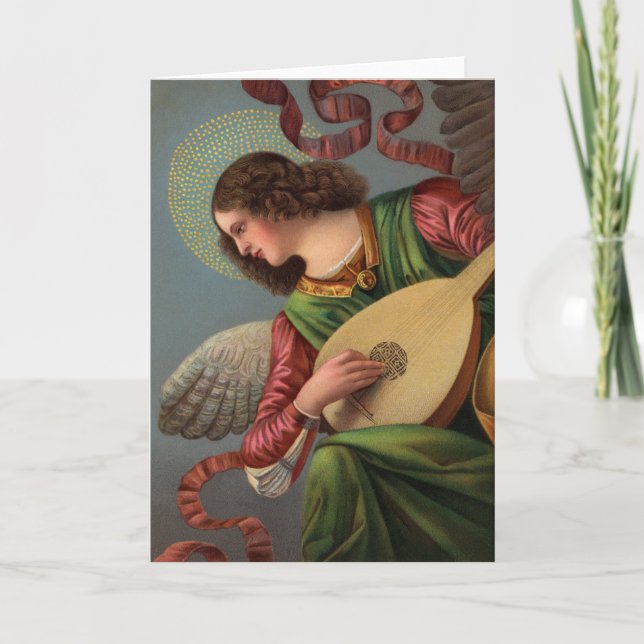 Angel med Lute Helgkort (Framsida)