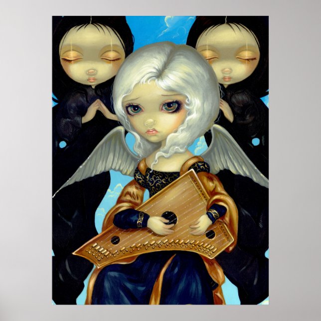 Angel med Psaltery ART PRINT gothairy Poster (Framsidan)