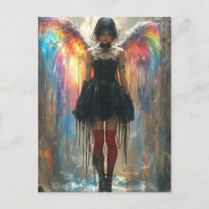 Angel med Rainbow Vingar Vykort