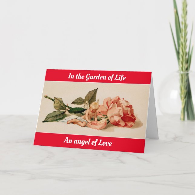 Angel med Ro Valentine för en fru Helgkort (Framsida)
