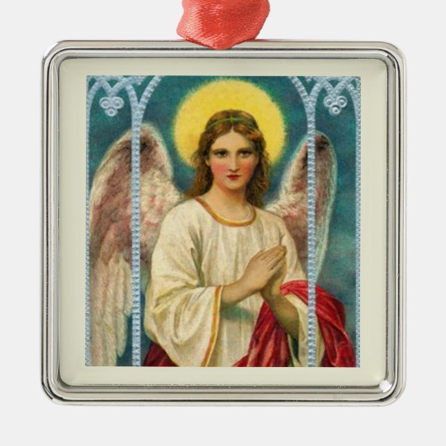 Ängel med rosa band Triptyk Julgransprydnad Metall (Framsidan)