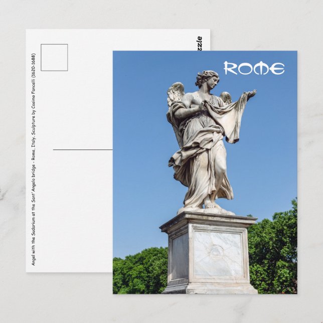 Angel med Sudarium - Sant'Angelo-bron, Rom Vykort (Fram/baksida)