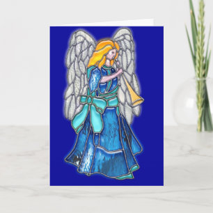 Angel med Trumpet Stached Glass Helgkort