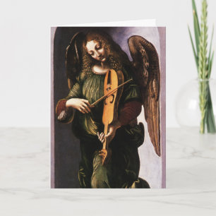 Angel med Vielle av Leonardo da Vinci-julen Helgkort