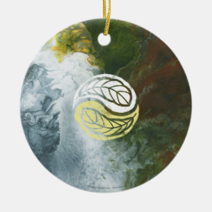 Angel med Yin Yang Feathers Julgransprydnad Keramik