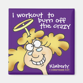 Angel Midges Tecknad Fitness Workout Lila Magnet