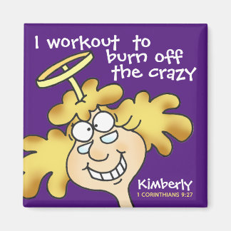 Angel Midges Tecknad Fitness Workout Lila Magnet