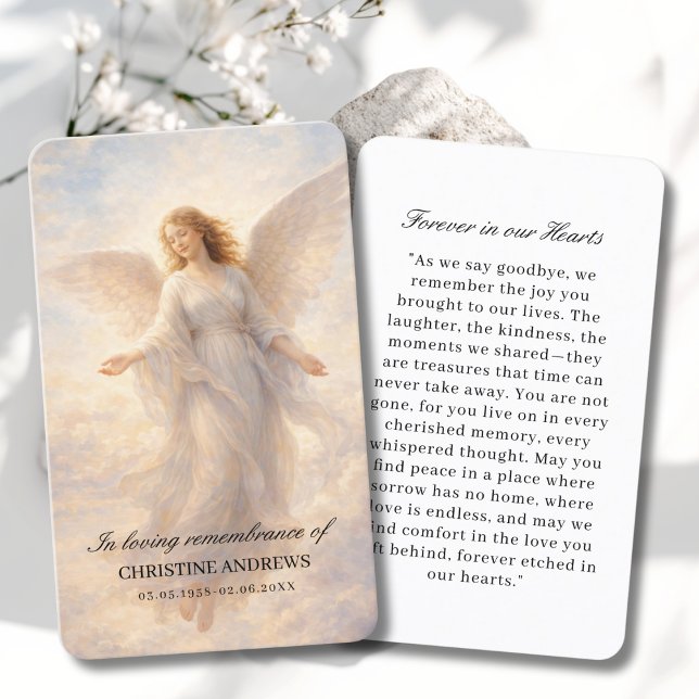 Ängel | Minneskort för älskade Visitkort (Angel | In Loving Memory Funeral Business Card)