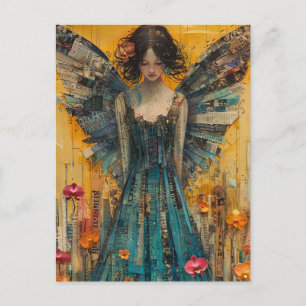 Ängel Mixed Media Collage Vykort