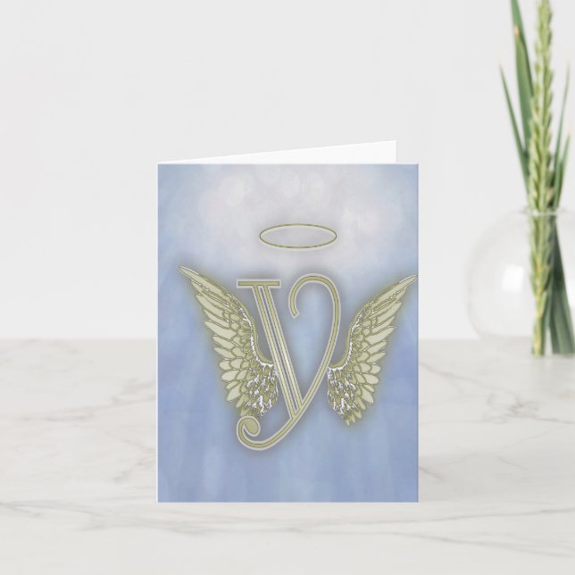 Angel Monogram Anteckningskort (Framsida)